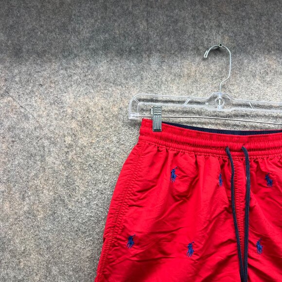 Polo Ralph Lauren Swim Trunks Men Medium Red Blue Pony Embroidered Lined AOP - Picture 7 of 10